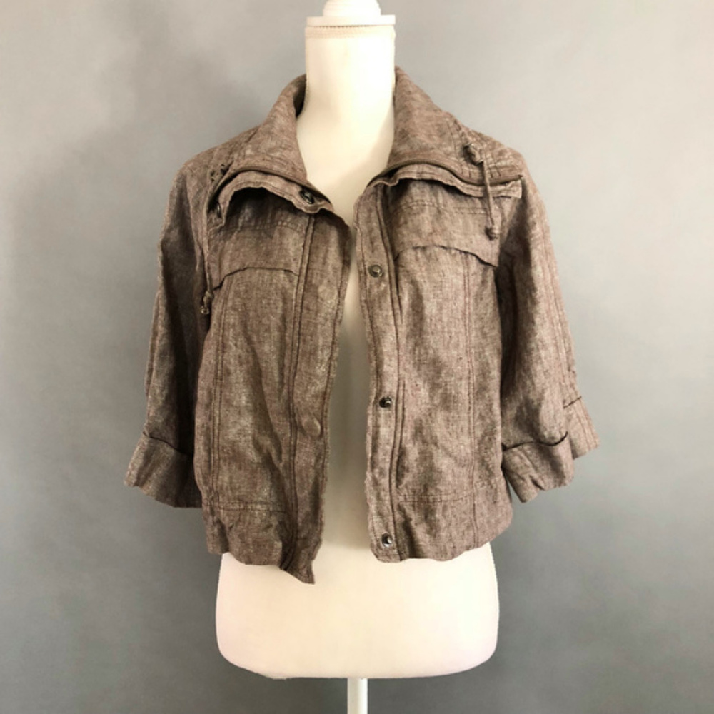 Silk Culture Tan Cropped Zip Up Coat